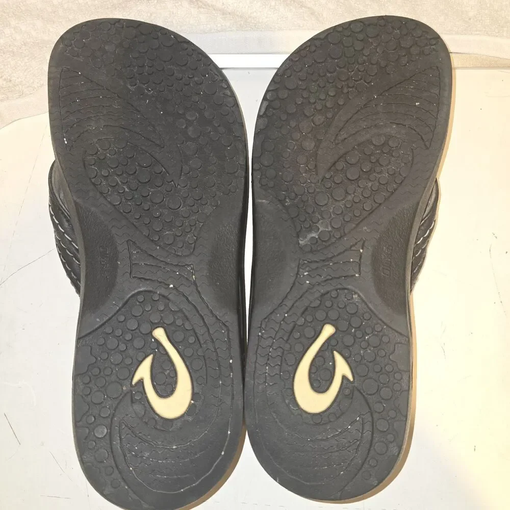 Olukai Men’s Hokua Stone Gray Synthetic Flip Flop Sandals Size 12